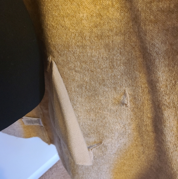 🌟Ellen Tracy Sweater Coat with Faux Fur Collar, Tan Size Small - Picture 7 of 10